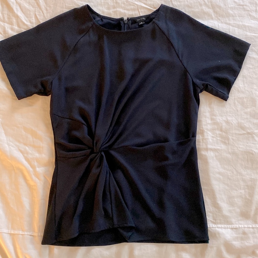 Ann Taylor navy short sleeved blouse